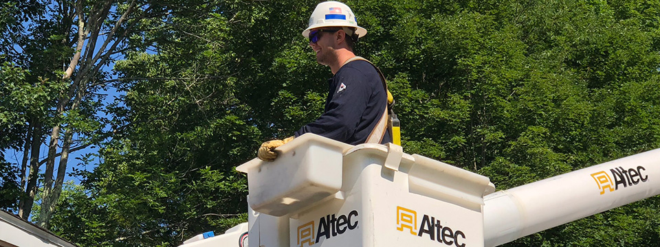 Lineman Jordan in Truck Bucket